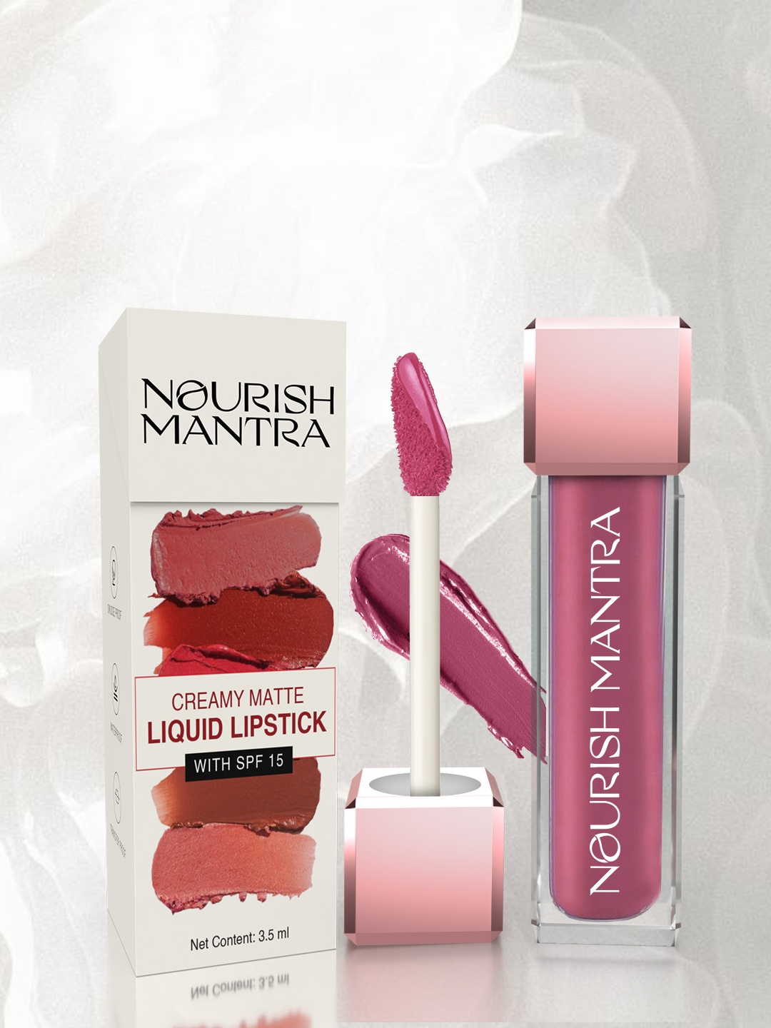 

Nourish Mantra Creamy Matte Liquid Lipstick With SPF - 3.5ml - Berry Dhamaka, Pink