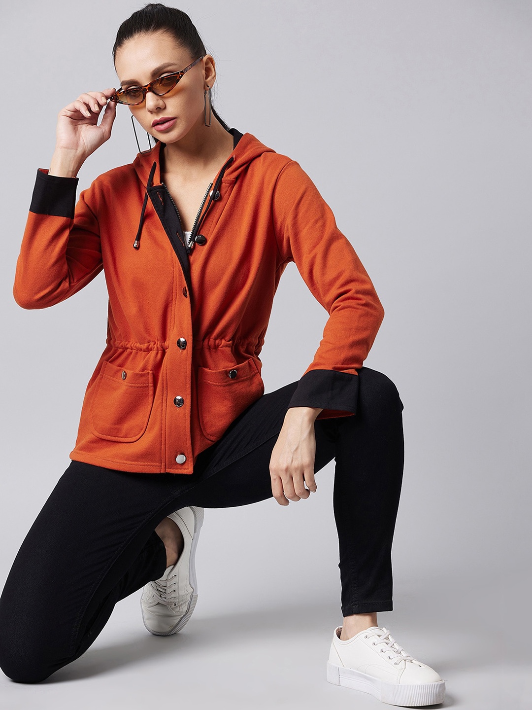 

BAESD Hooded Pure Cotton Tailored Jacket, Rust