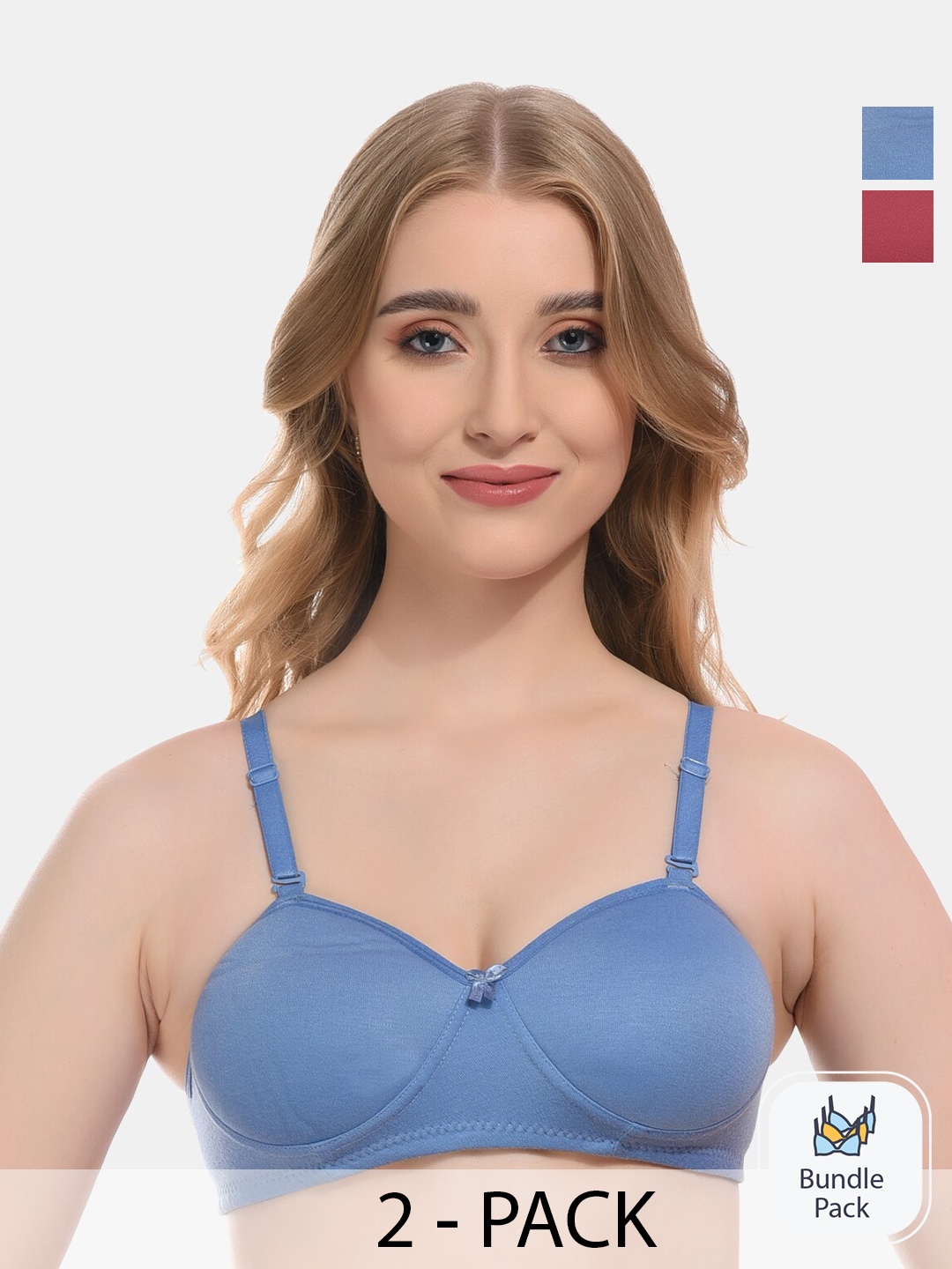 

FUNAHME Pack of 2 Full Coverage Maternity Bra with All Day Comfort, Blue