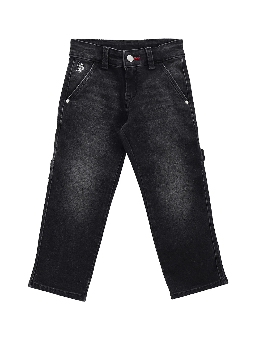 

U.S. Polo Assn. Kids Boys Mid Rise Relaxed Classic Clean Look Light Fade Stretchable Jeans, Black