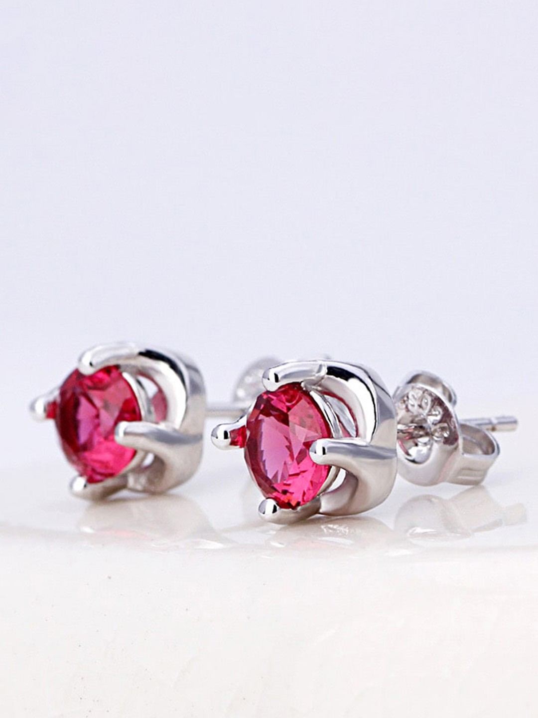 

MYKI Silver-Plated Studs Earrings, Red