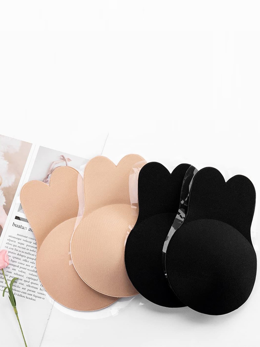 

Krelin Pack of 4 Push Up Breast Lift Stick-On Nipple Stickers, Black