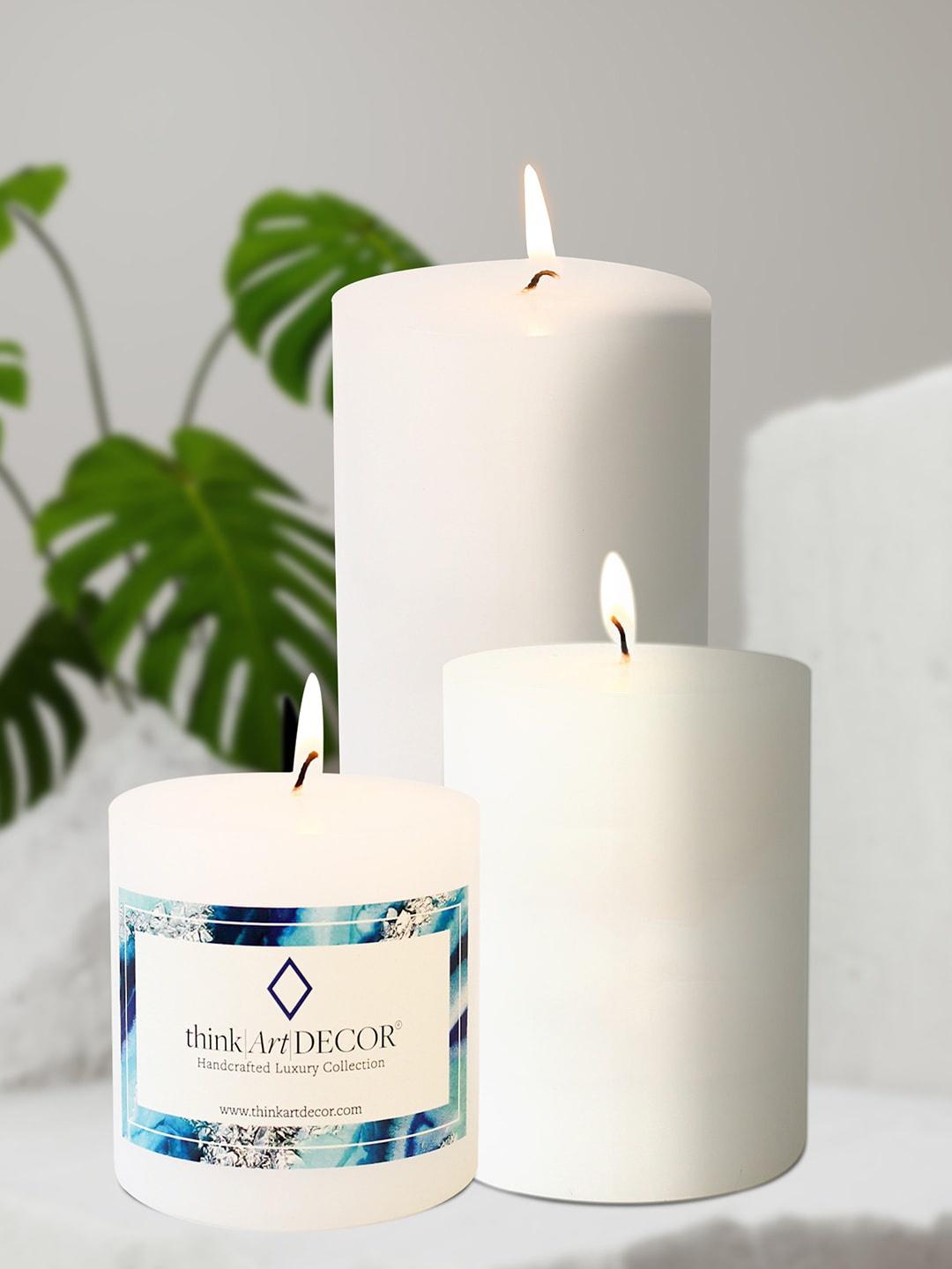 

ThinkArtDecor Discover White 3 Pieces Smokeless & Dripless Wax Candles