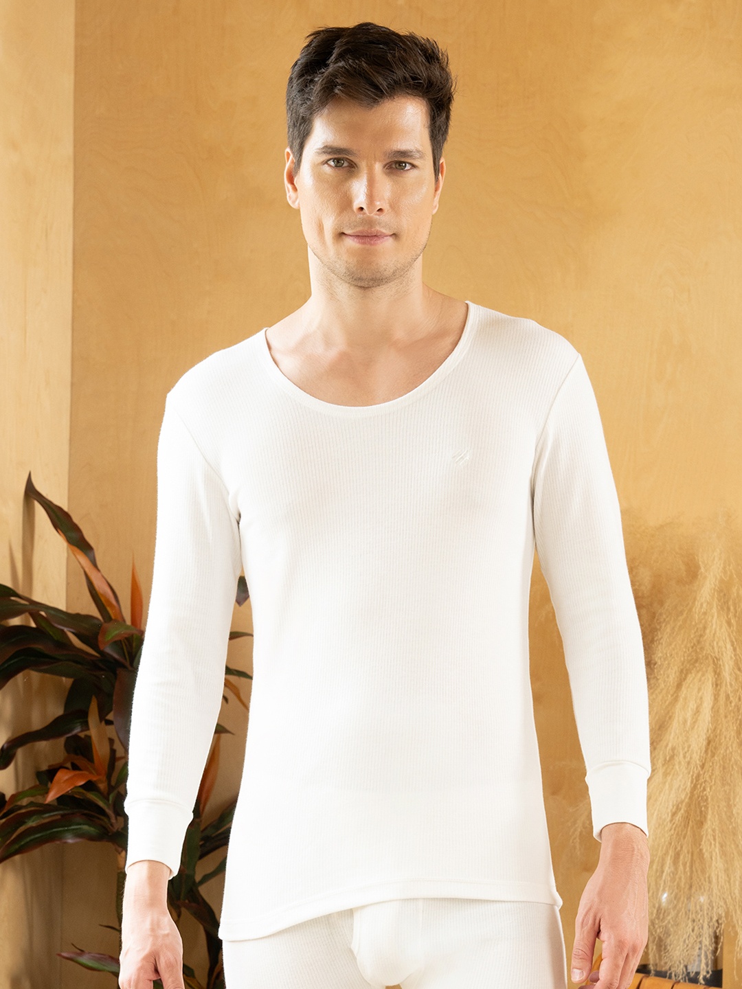 

ONN Round Neck Cotton Thermal Top, White