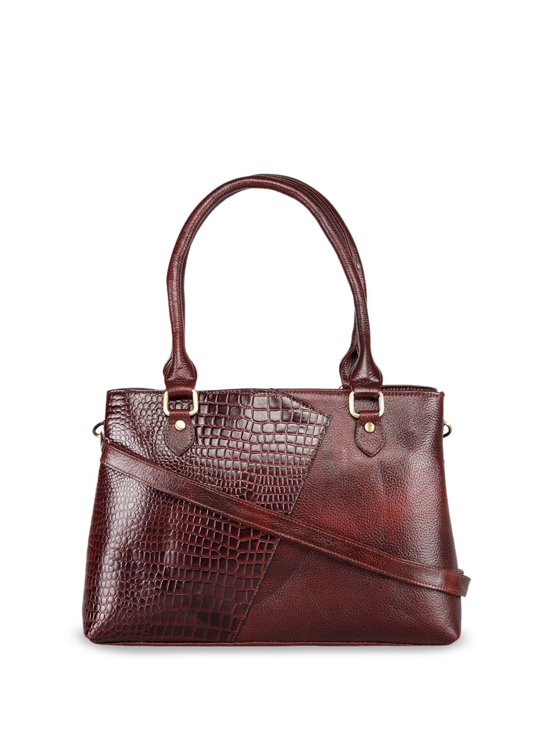 

GENWAYNE Textured Leather Handheld Bag, Brown