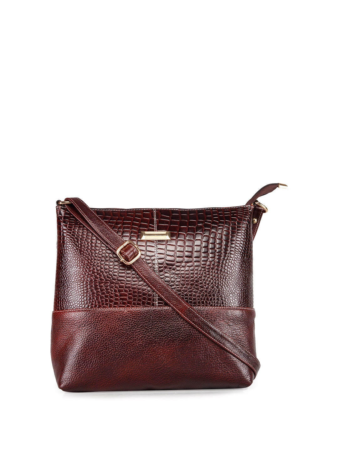 

GENWAYNE Leather Textured Structured Sling Bag, Brown
