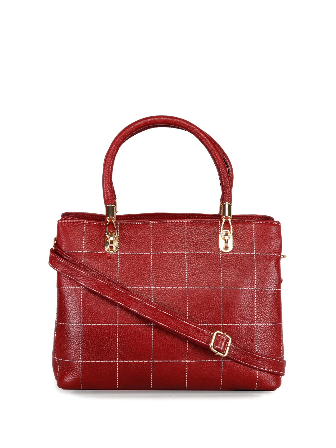 

GENWAYNE Textured Leather Handheld Bag, Red