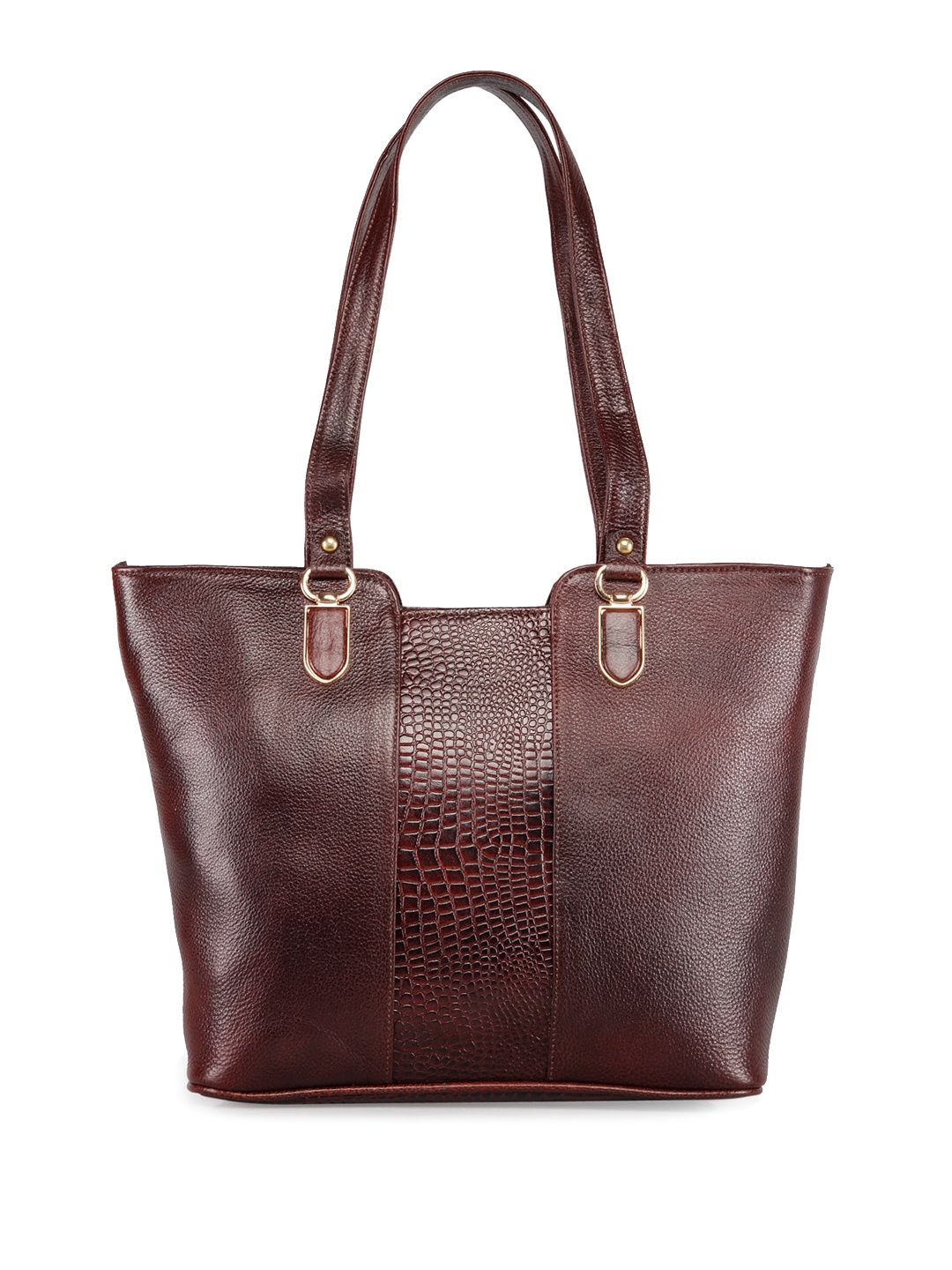 

GENWAYNE Leather Textured Structured Shoulder Bag, Brown