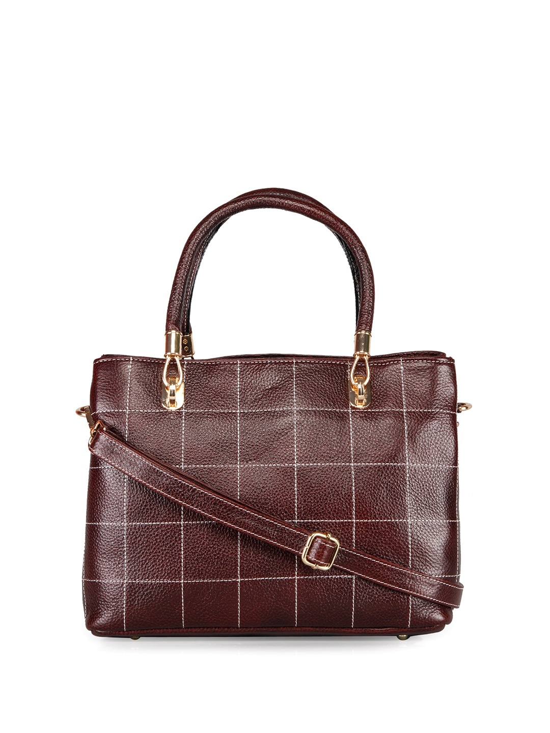 

GENWAYNE Textured Leather Handheld Bag, Brown