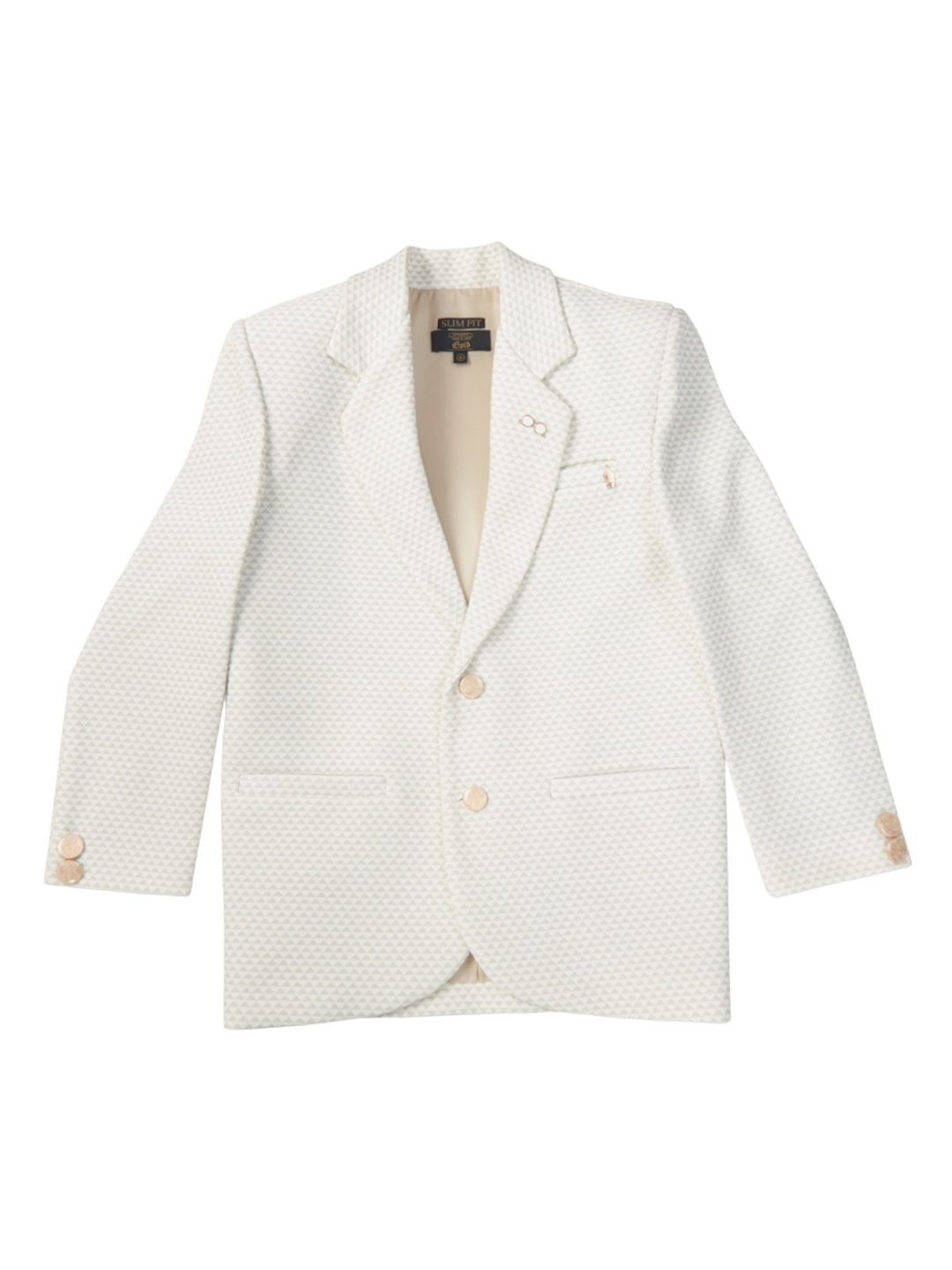 

Gini and Jony Boys Geometric Printed Single-Breasted Blazer, White