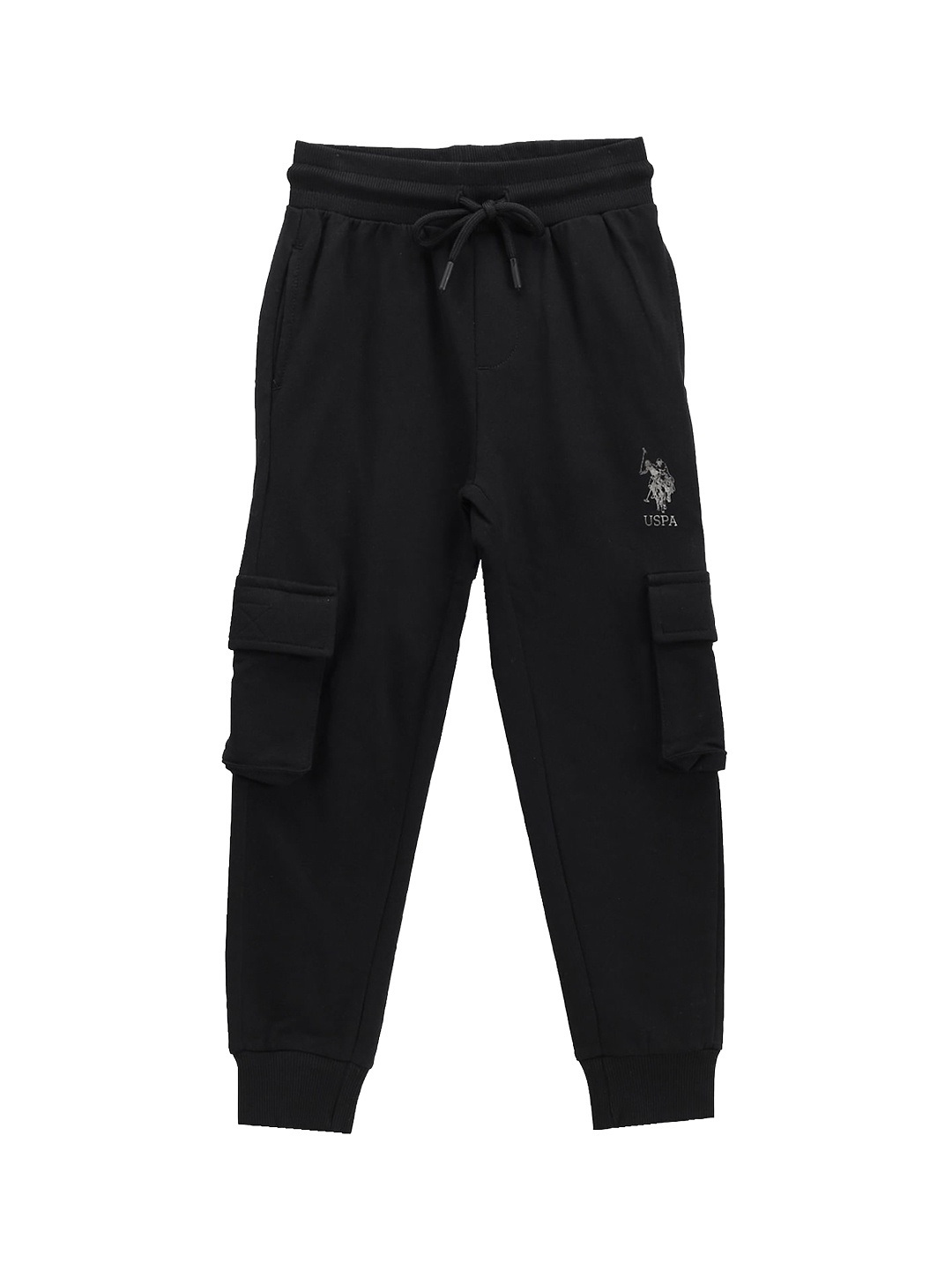 

U.S. Polo Assn. Kids Boys Regular Fit Mid Rise Cotton Joggers, Black