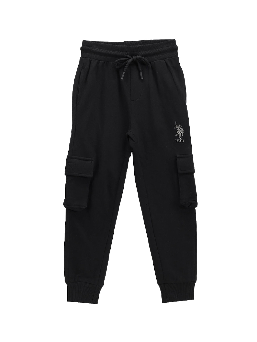 

U.S. Polo Assn. Kids Boys Cotton Mid-Rise Joggers, Black