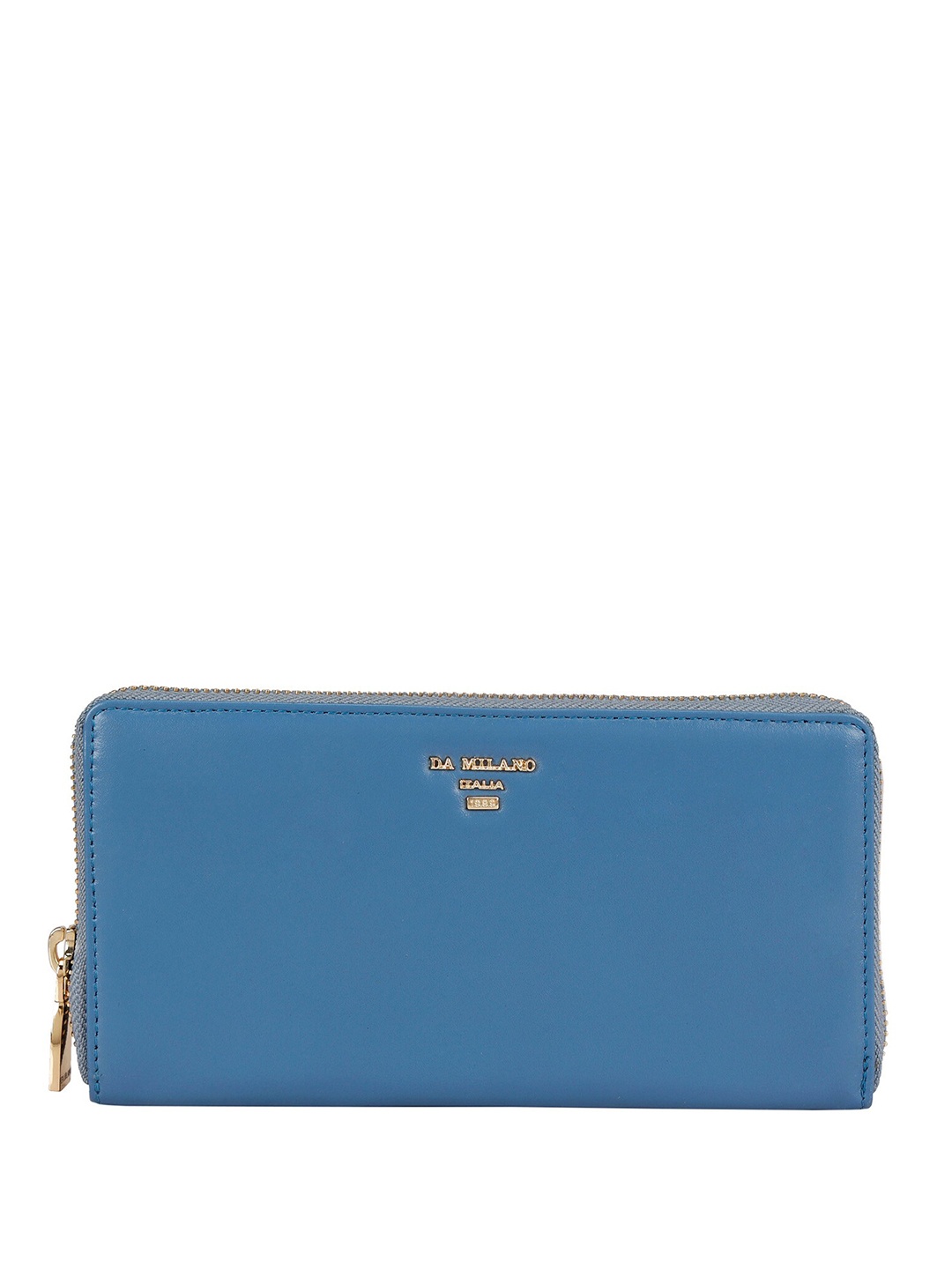 

Da Milano Women Leather Zip Around Wallet, Blue