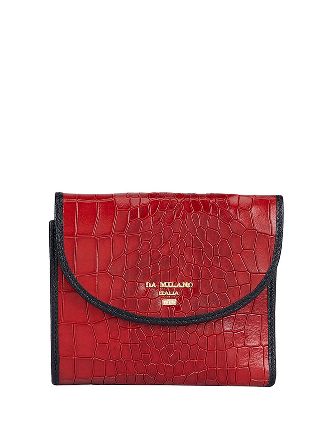 

Da Milano Women Textured Leather Two Fold Wallet, Red