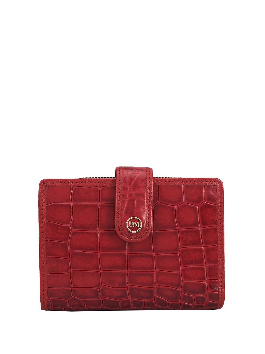

Da Milano Women Textured Leather Two Fold Wallet, Red
