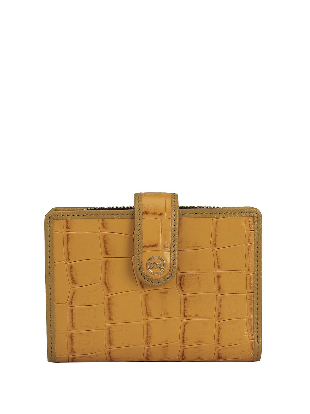 

Da Milano Textured Leather Two Fold Wallet, Yellow