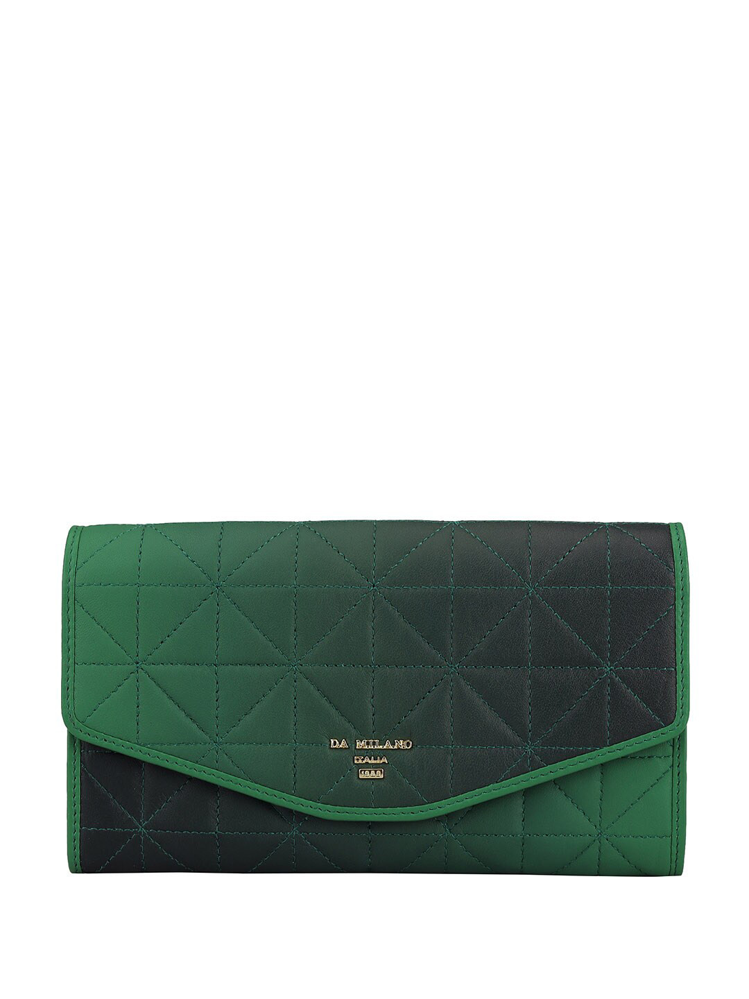

Da Milano Women Textured Leather Two Fold Wallet, Green