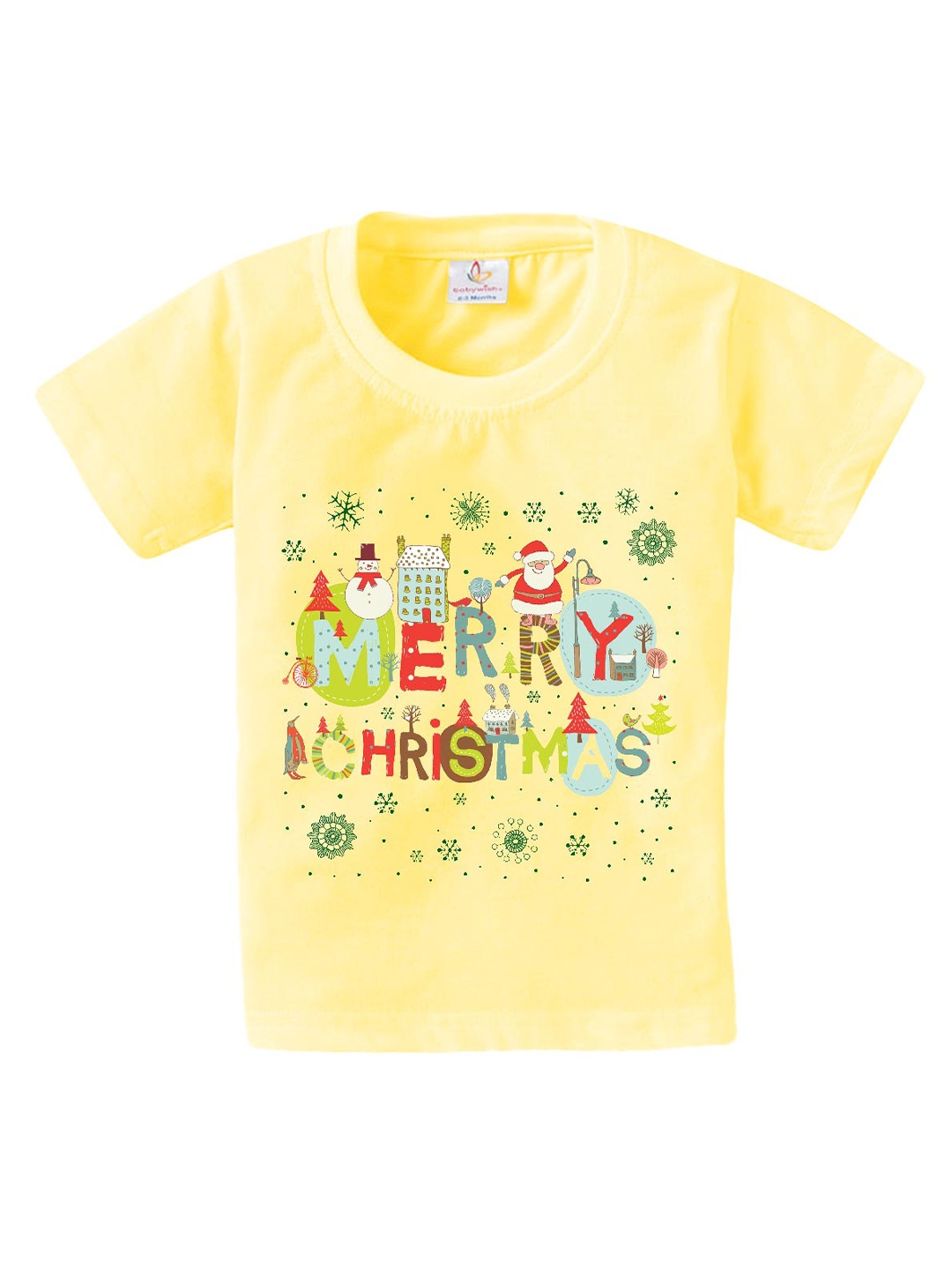 

Babywish Kids Christmas Printed Quickly Dry Cotton Relaxed Fit T-Shirt, Yellow