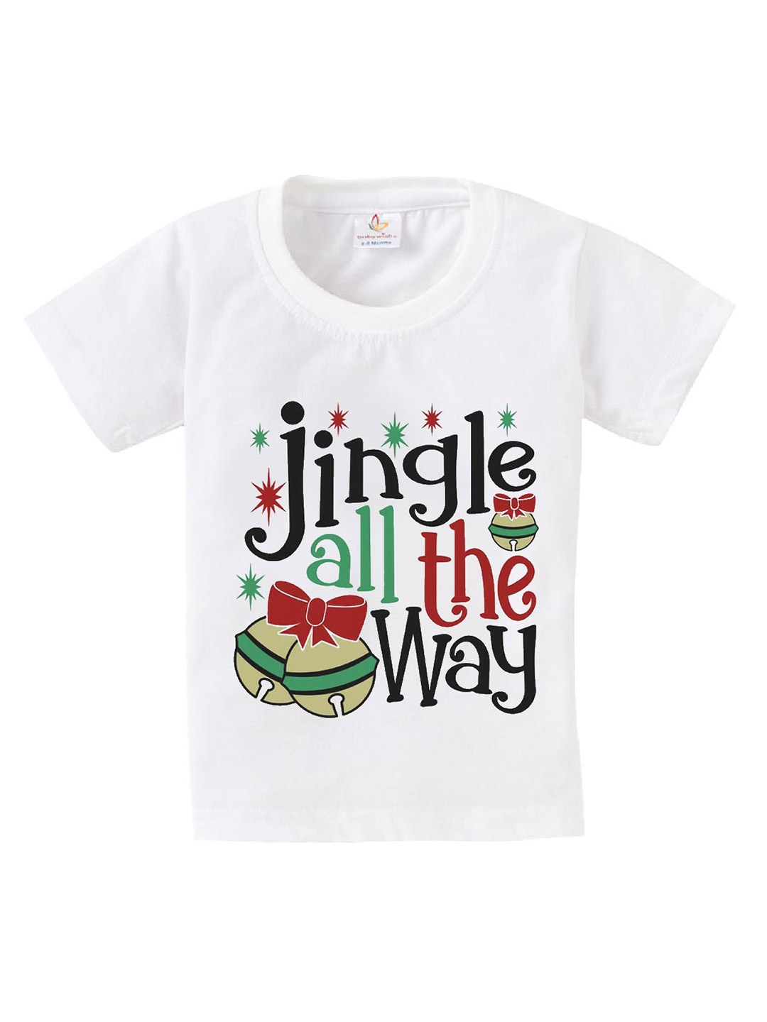 

Babywish Kids Christmas Printed Short Sleeves Relaxed Fit Cotton T-shirt, White