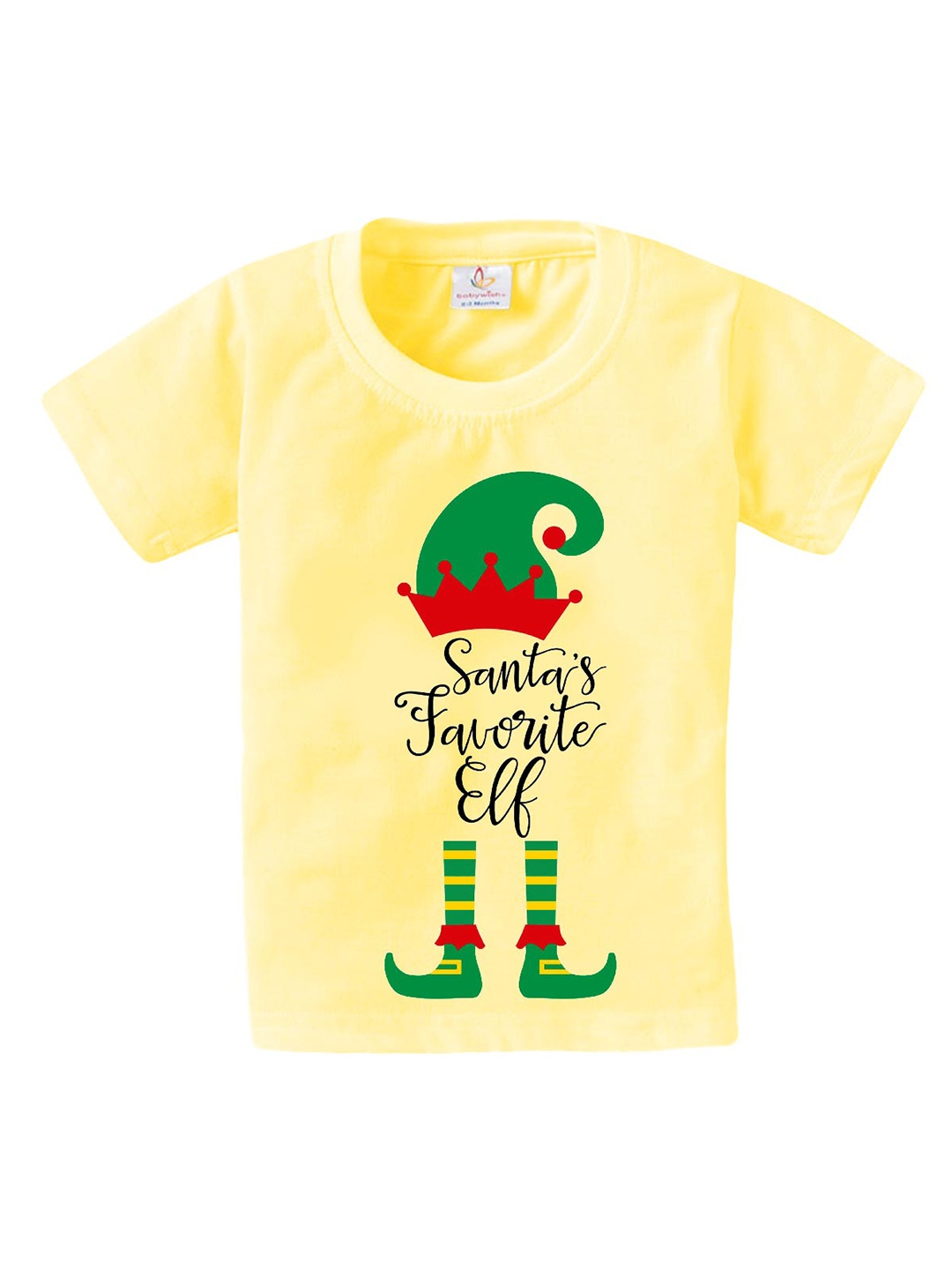 

Babywish Kids Christmas Printed Short Sleeves Relaxed Fit Cotton T-shirt, Yellow