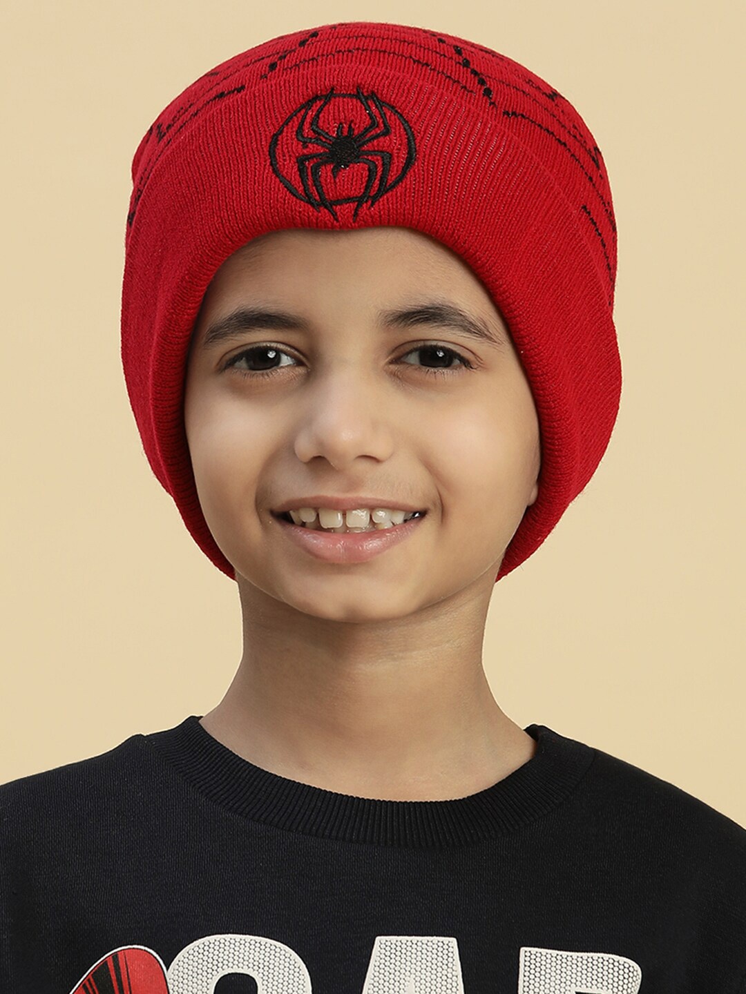 

Kids Ville Boys Spiderman Printed Acrylic Beanies, Red