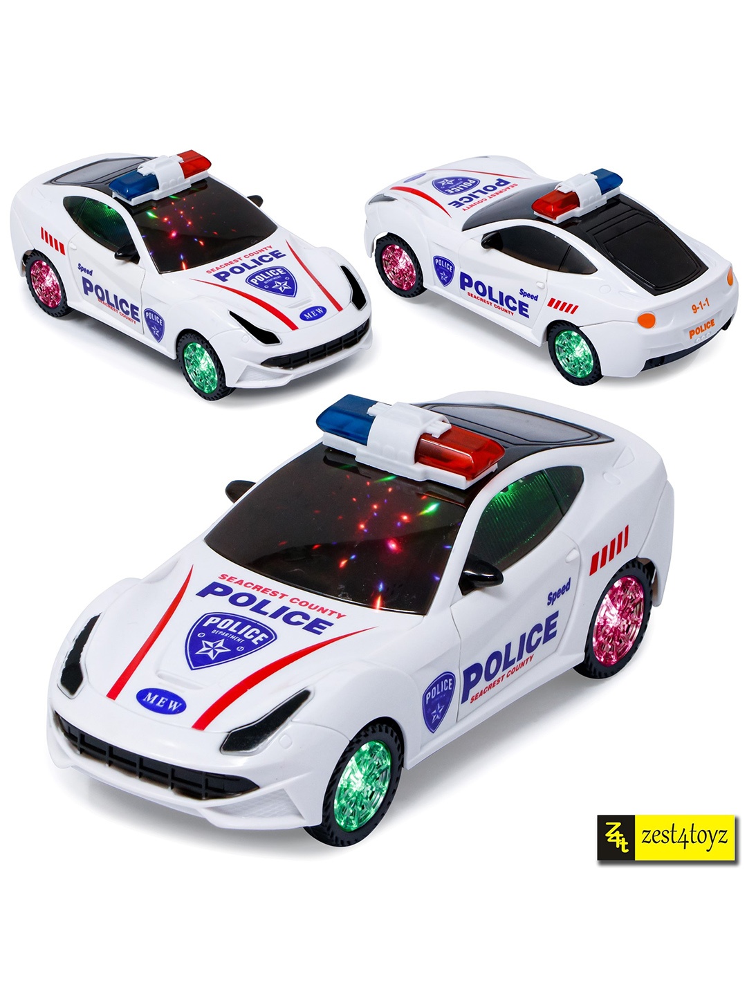 

zest 4 toyz Kids 360 Degree Rotating Police Car Toy, White