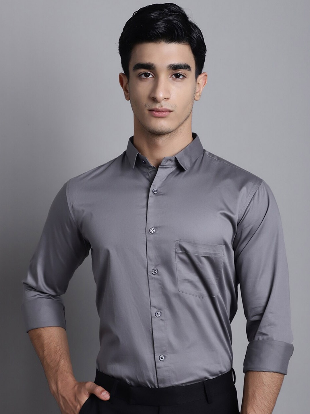

Majestic Man Standard Slim Fit Pure Cotton Formal Shirt, Grey
