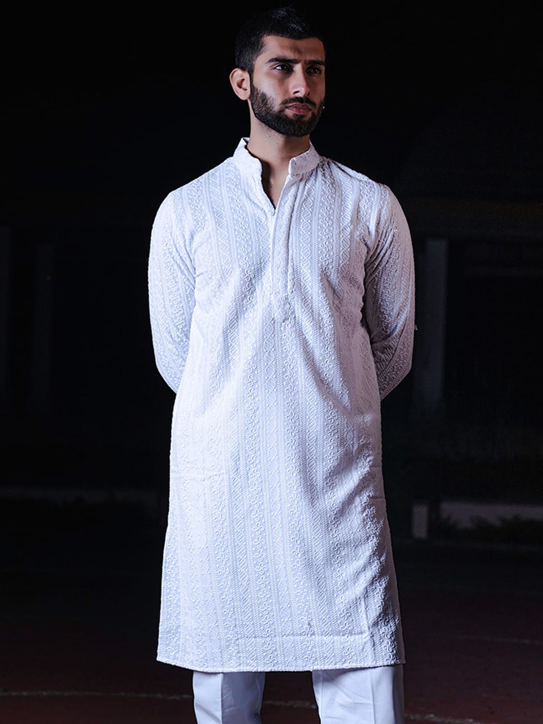 

Tistabene Ethnic Motifs Embroidered Chikankari Jacquard Kurta, White