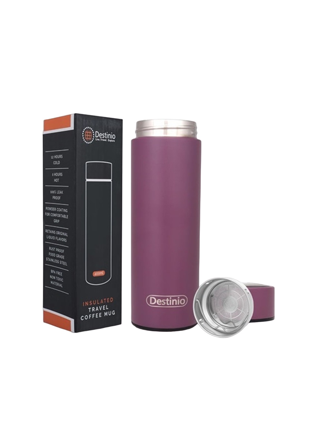 

Destinio Purple Insulated Coffee Mug Flask Bottle 400ml