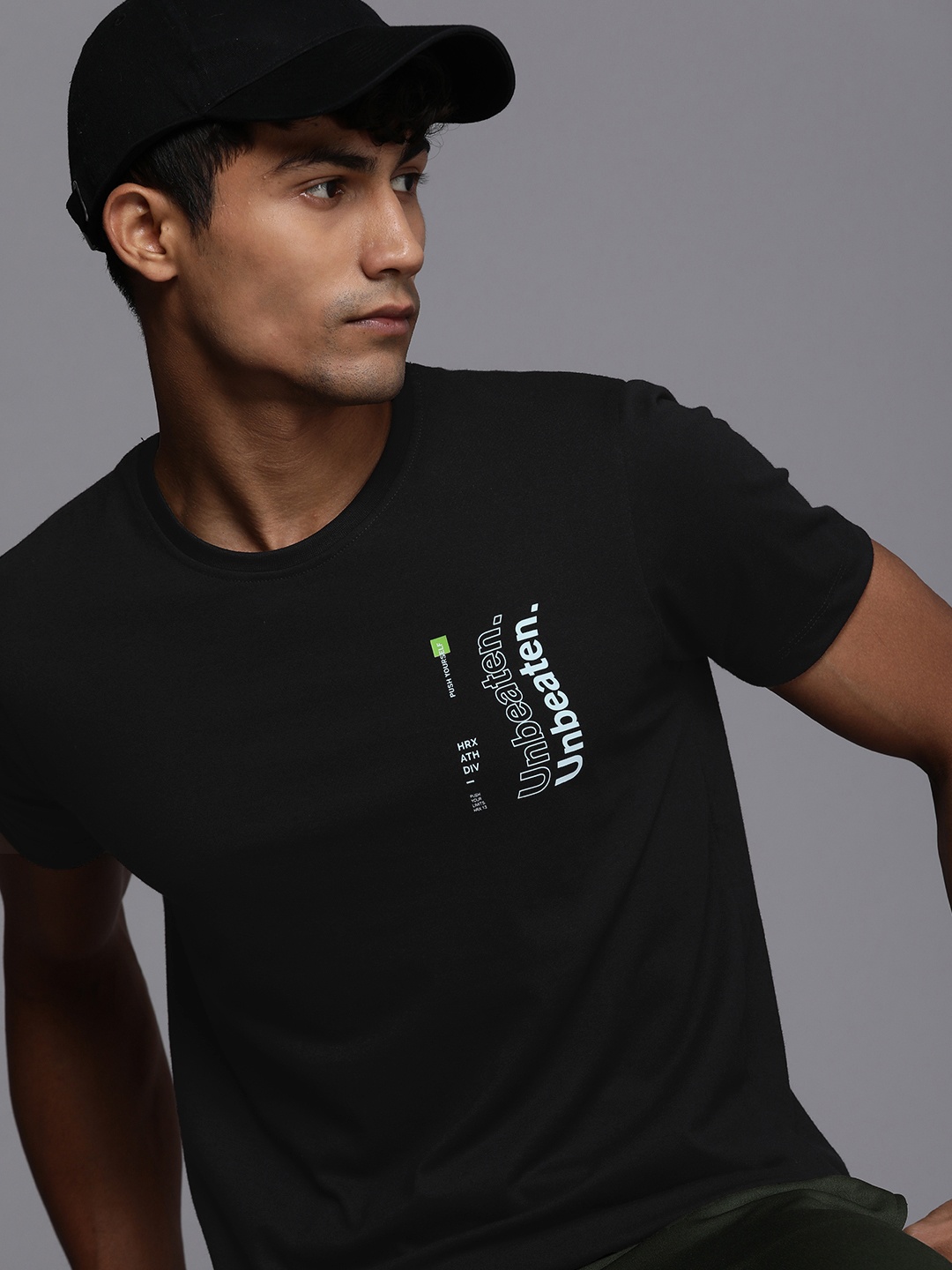 

HRX by Hrithik Roshan Men Typography Printed Pure Cotton T-shirt, Black