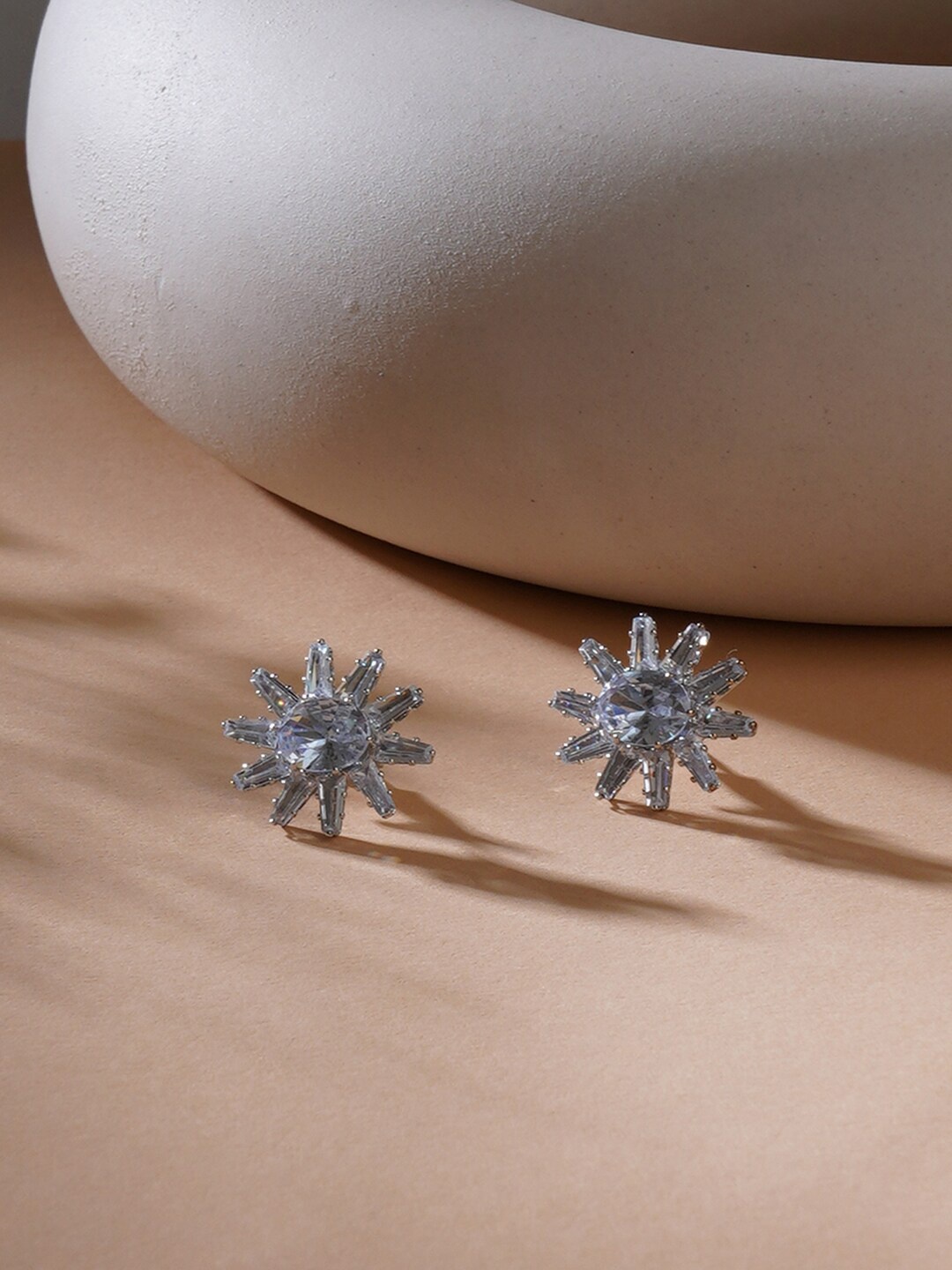 

Ruby Raang Silver-Plated Contemporary Stud Earrings