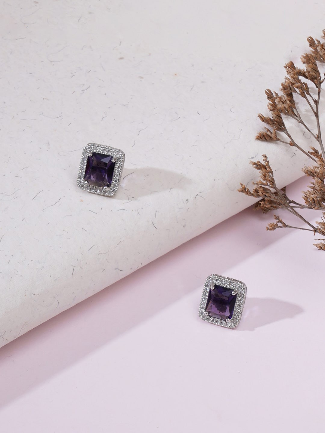 

Ruby Raang Silver-Plated Studded Contemporary Studs