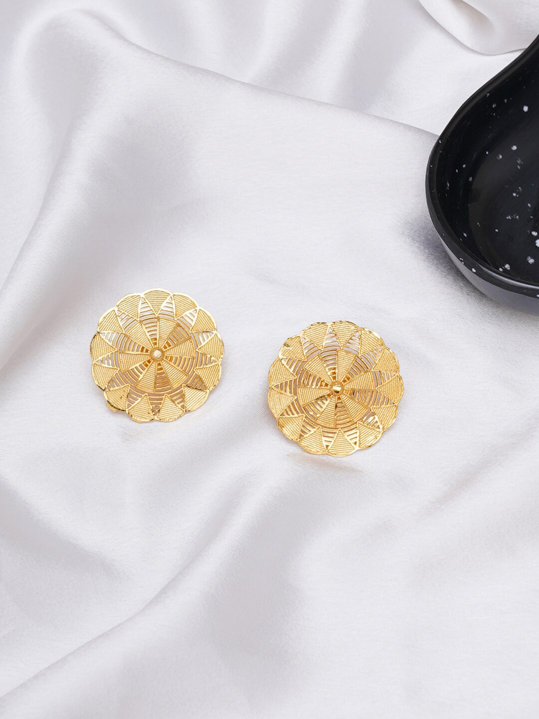 

Ruby Raang Gold-Plated Contemporary Stud Earrings