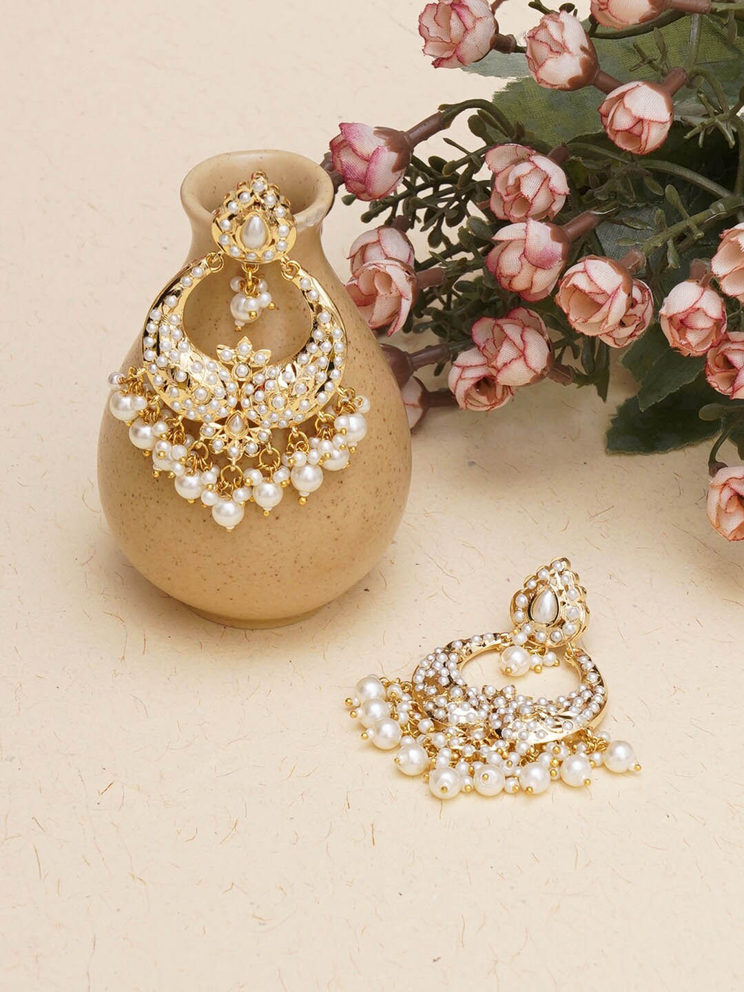 

Ruby Raang Gold-Plated Contemporary Beads Beaded Chandbalis