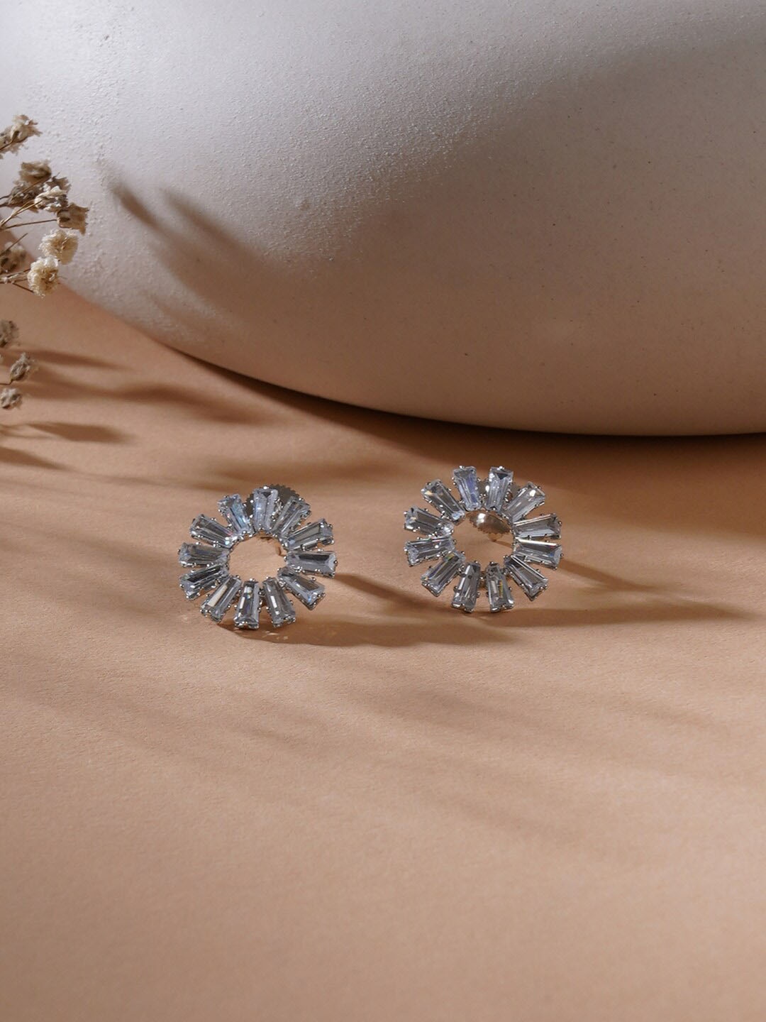 

Ruby Raang Silver-Plated Contemporary Studs Earrings