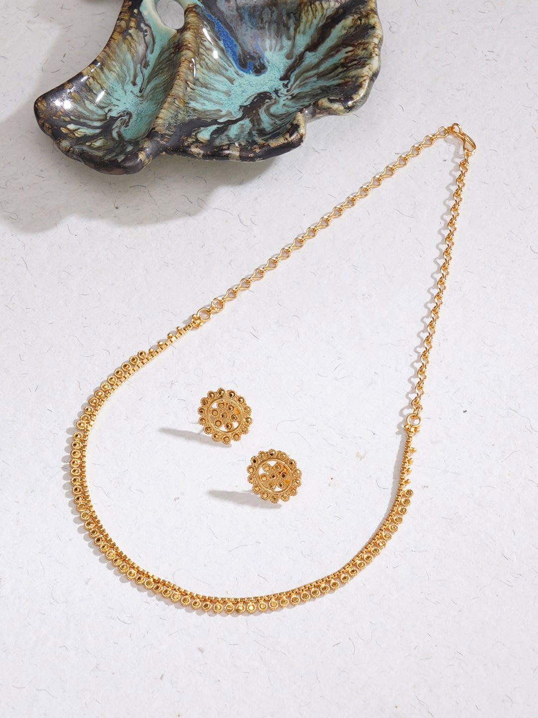

Ruby Raang Gold-Plated Classic Jewellery Set