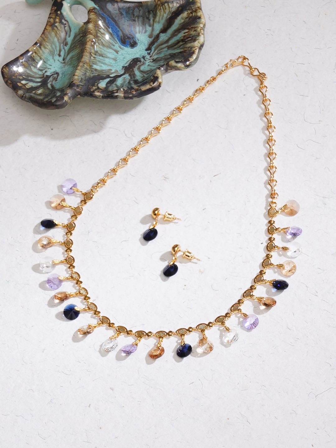 

Ruby Raang Gold-Plated Stone Studded Jewellery Set