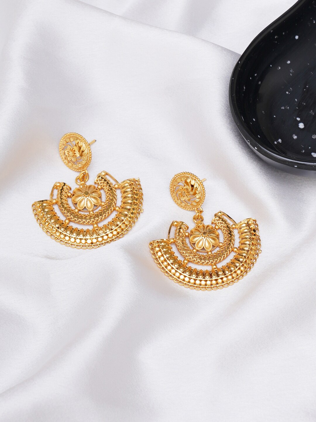 

Ruby Raang Gold-Plated Contemporary Chandbalis