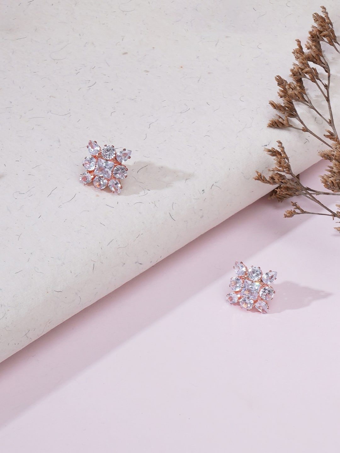 

Ruby Raang Rose Gold -Plated Studded Contemporary Studs