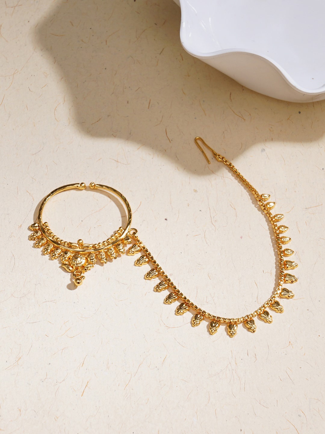 

Ruby Raang Gold-Plated Ring Nosepin With Extension
