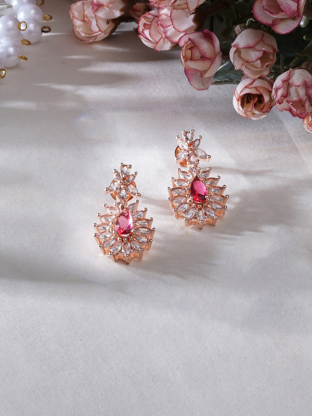

Ruby Raang Rose Gold Plated Drop Earrings