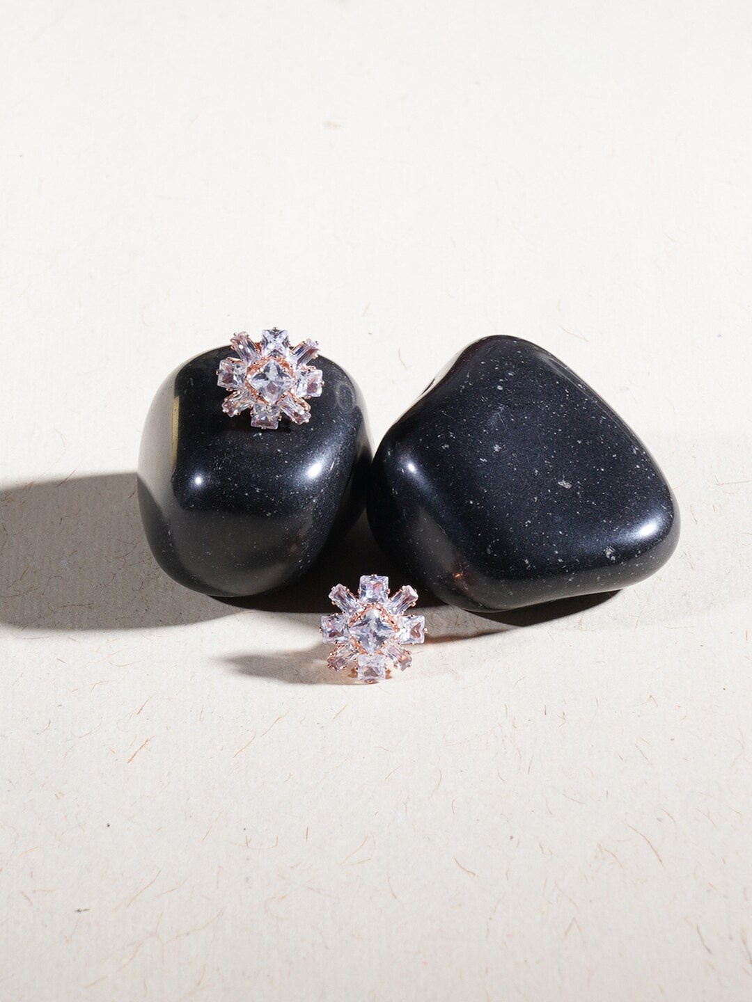

Ruby Raang Rose Gold-Plated Floral Studs Earrings