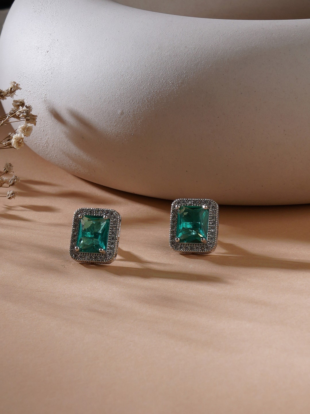 

Ruby Raang Silver-Plated Contemporary Studs Earrings