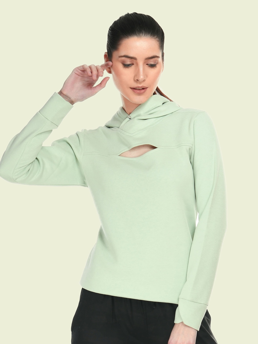 

Body Smith Hooded Cut Out Anti Odour Fleece Pullover Sweatshirt, Green