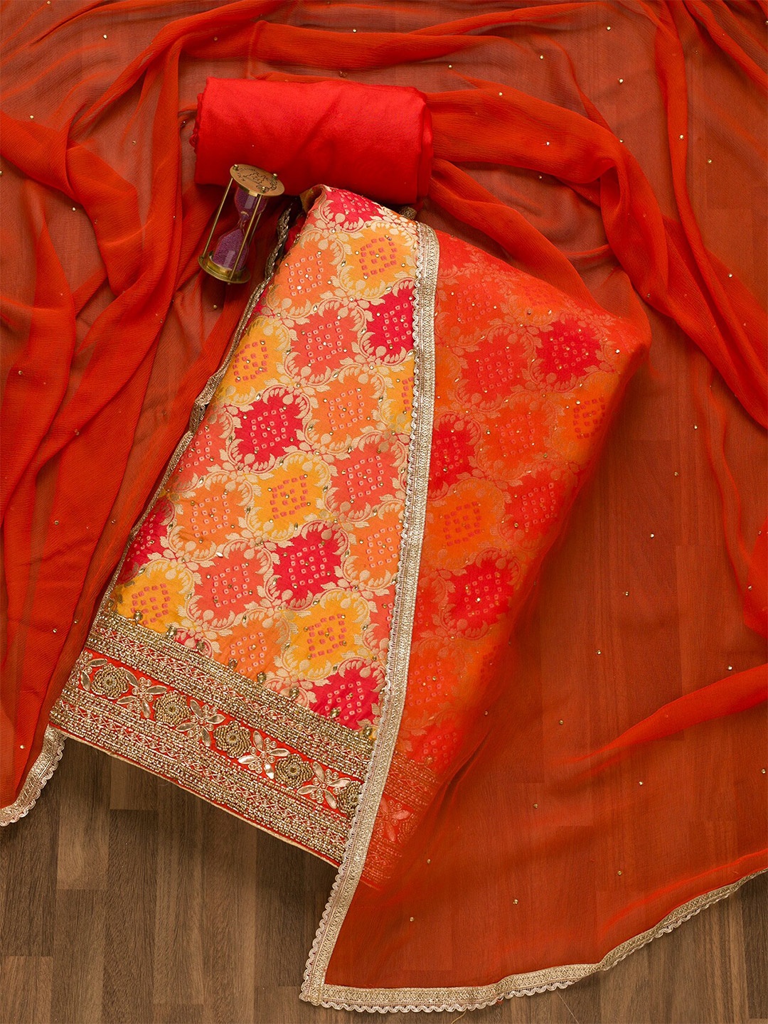 

Koskii Ethnic Motifs Woven Design Velvet Unstitched Dress Material, Mustard