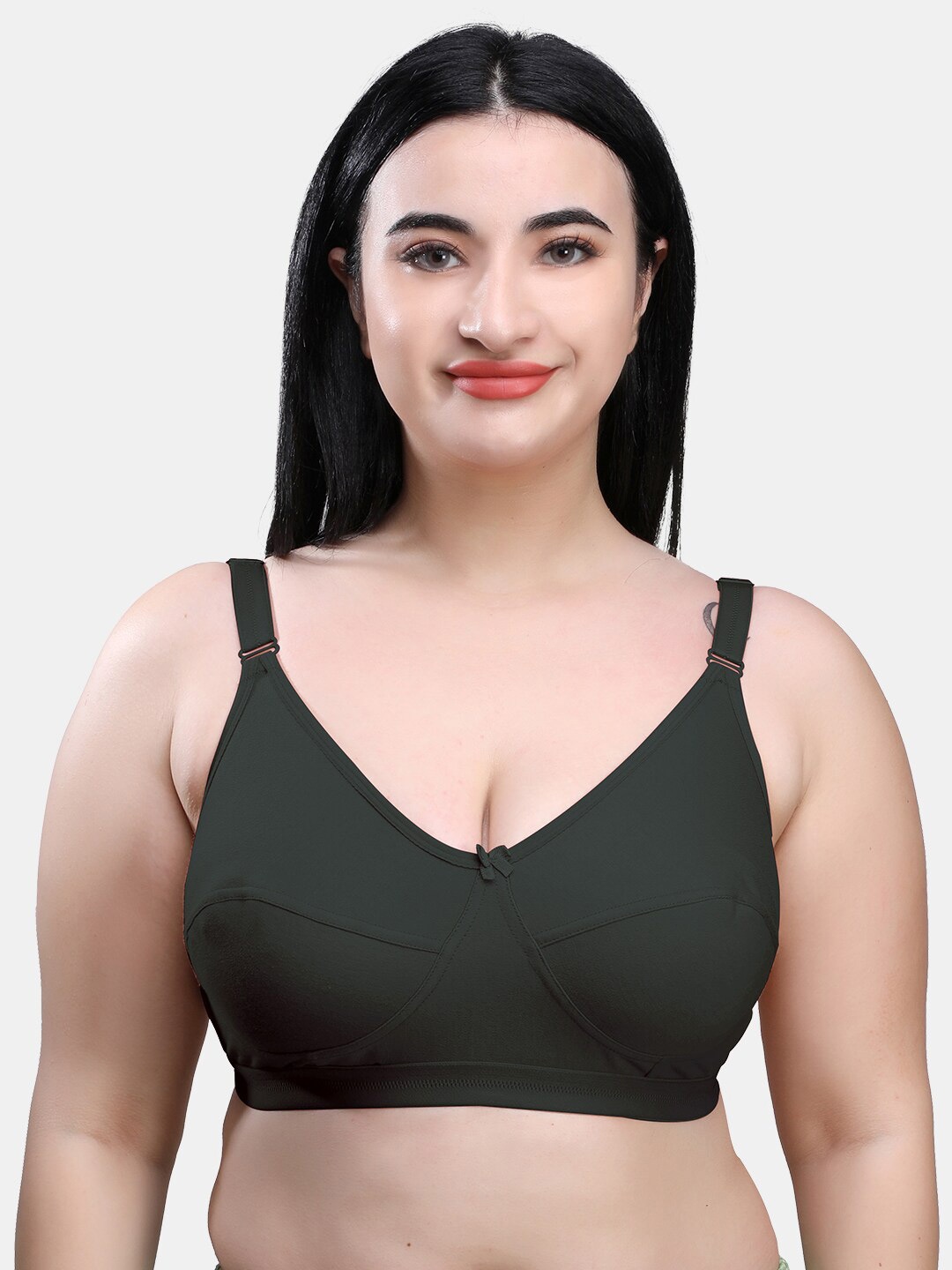 

SKDREAMS All Day Comfort Cotton T-shirt Bra Cut and Sew Full Coverage, Green