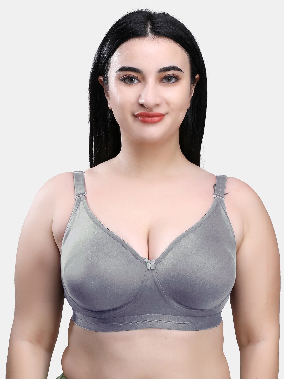 

SKDREAMS All Day Comfort Cotton T-shirt Bra Seamless Full Coverage, Grey