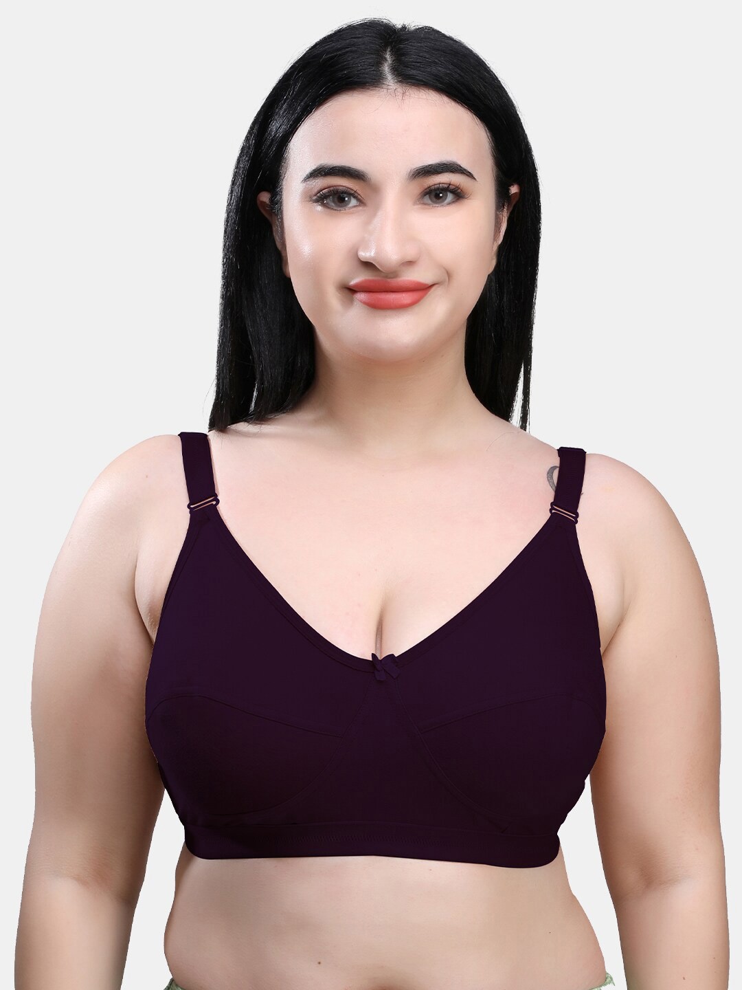 

SKDREAMS Non Padded Full Coverage Cotton T-shirt Bra With All Day Comfort, Burgundy