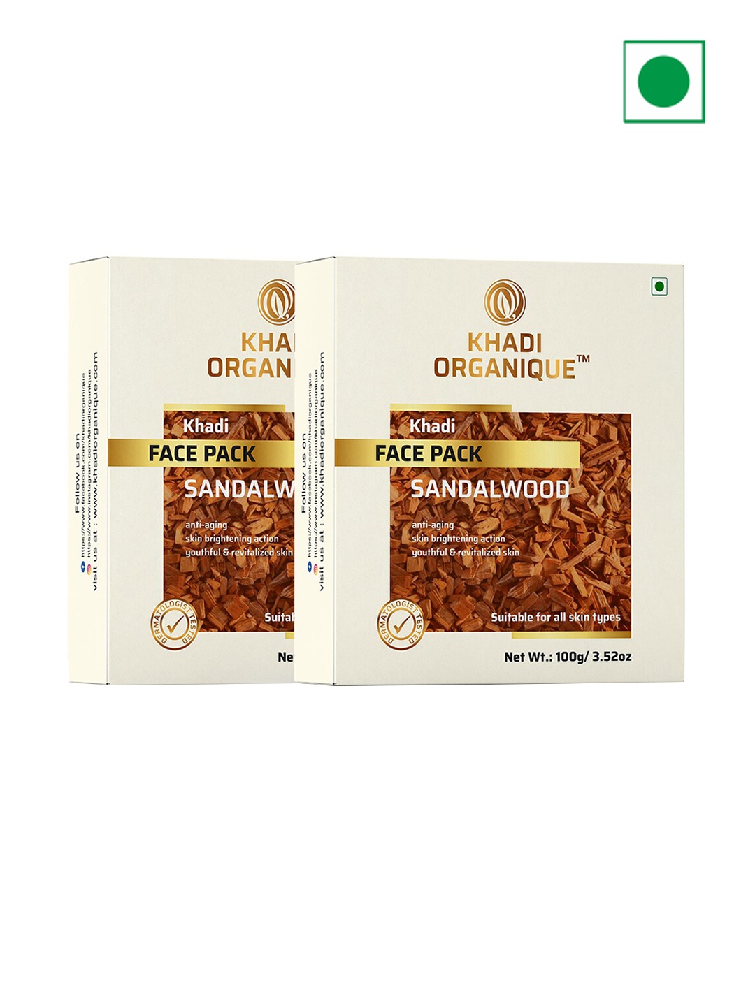 

Khadi Organique Set of 2 Sandalwood Face Pack - 100g Each, White