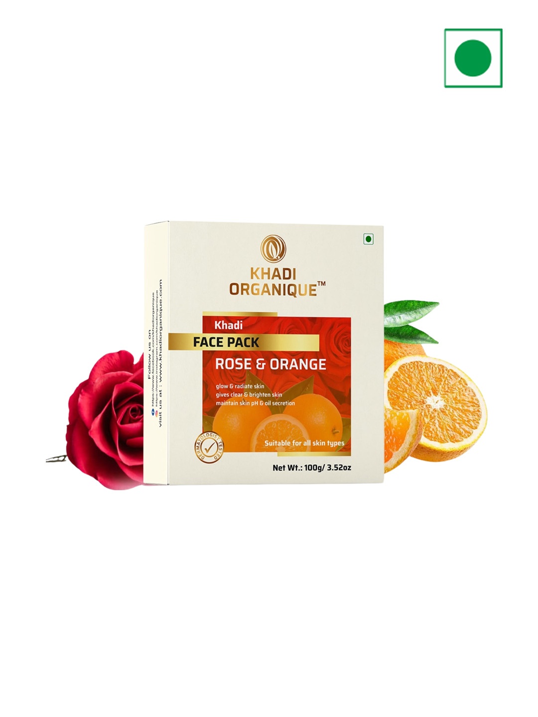

Khadi Organique 3-Pcs Rose & Orange Face Pack For Glowing Skin - 100g Each, Na